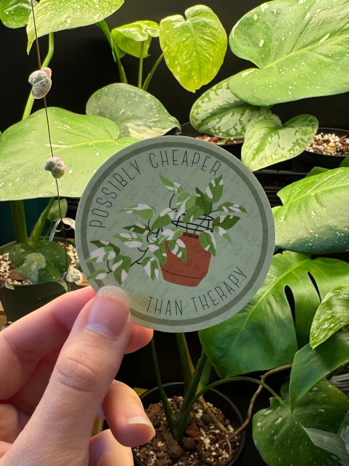 'Possibly Cheaper Than Therapy' Houseplant Lover Vinyl Sticker