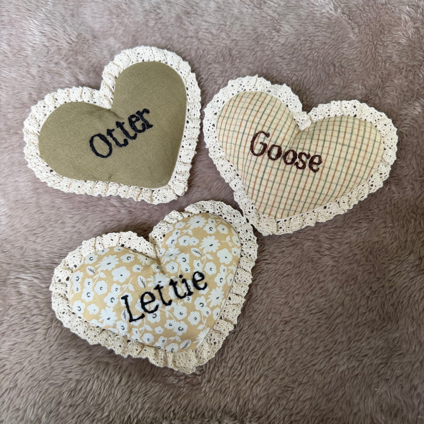 Heirloom Heart Pillow Custom Embroidery Cat Toy