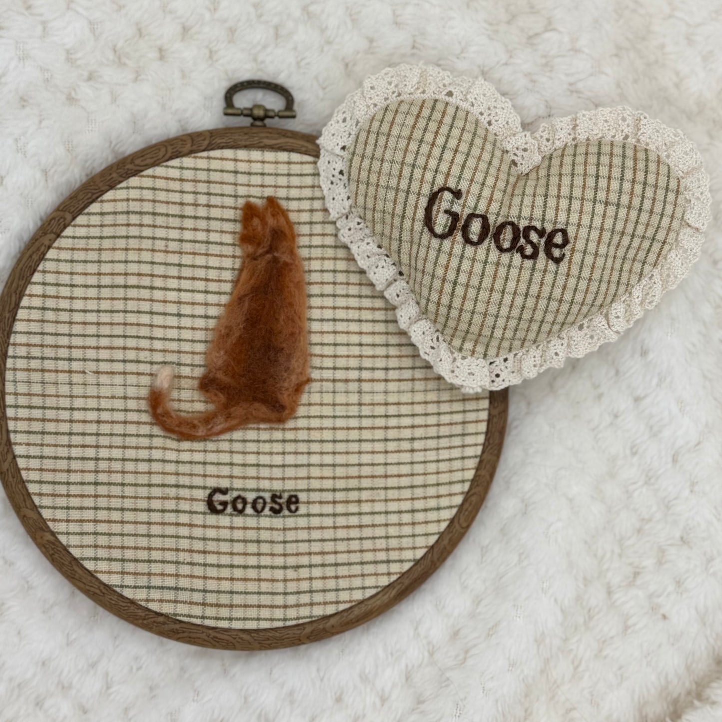 Heirloom Heart Pillow Custom Embroidery Cat Toy