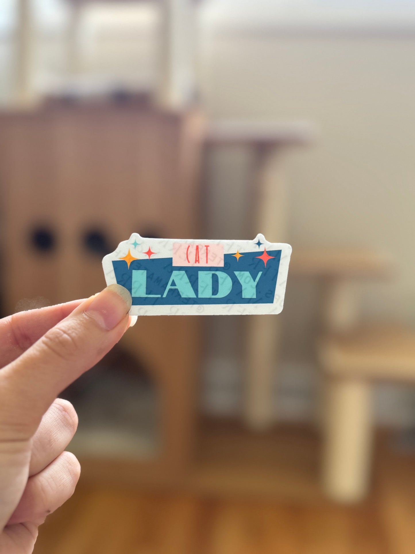 Cat Lady Retro Vinyl Sticker